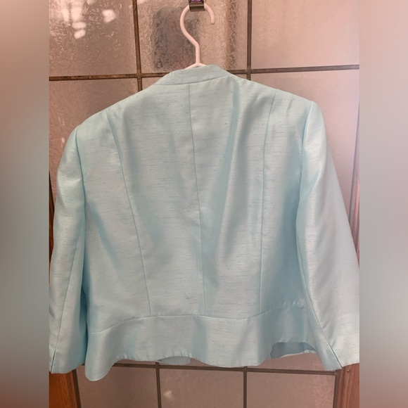 JACQUES VERT TEAL SATIN BLAZER 22” PTP - Picture 7 of 8